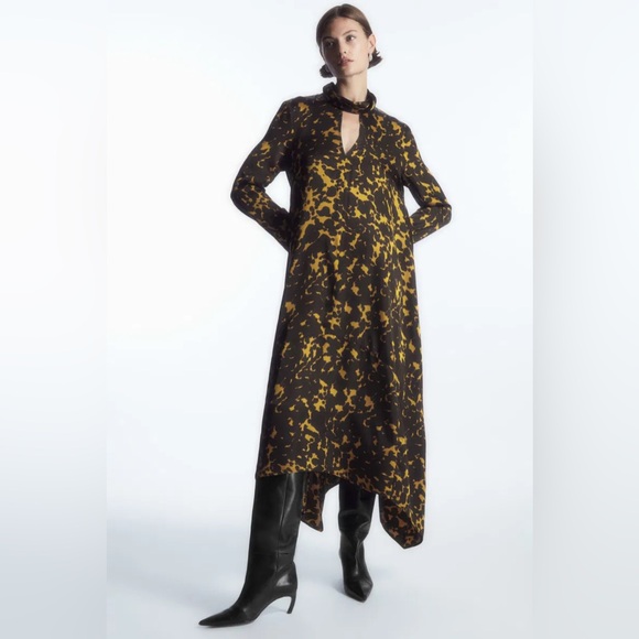 COS Dresses & Skirts - New Cos Asymmetrical Black and Gold Dress